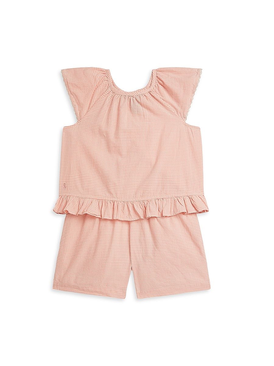 Little Girl's Gingham Cotton Top & Shorts Set - Pink - Size 6