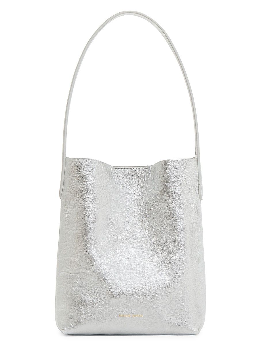Women's Mini Everyday Metallic Leather Tote Bag - Silver