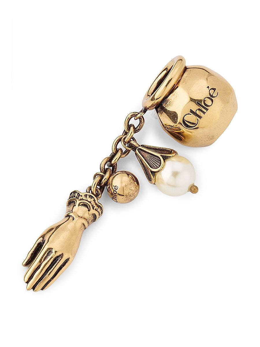 Women's Goldtone & Imitation Pearl Sphere Hand Bag Charm - Gold