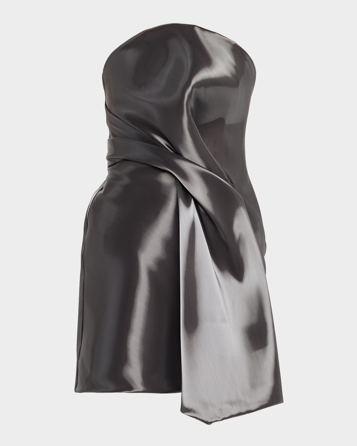 Kate Strapless Draped Liquid-Effect Mini Dress