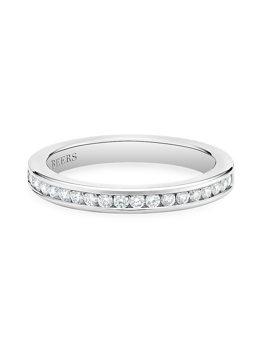 Women's Platinum & Channel-Set Natural Diamond Half Eternity Band/2.5MM - White - Size 7