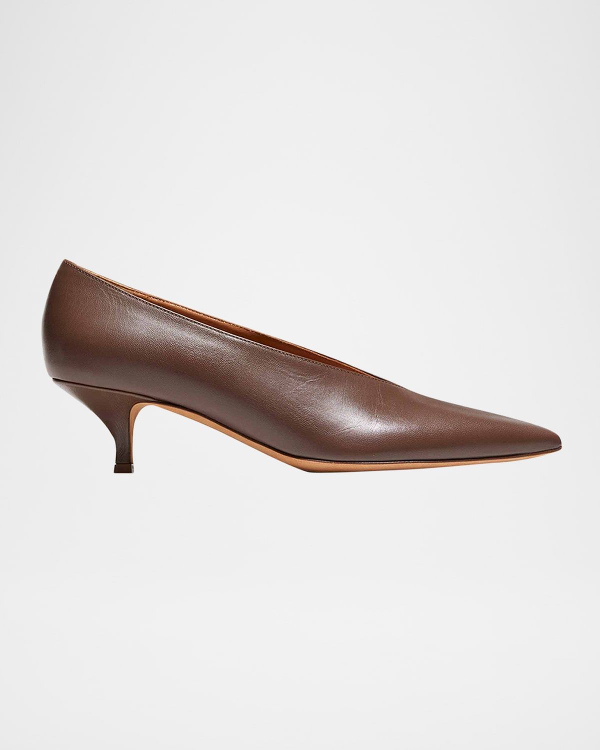 Veneto Leather Kitten-Heel Pumps