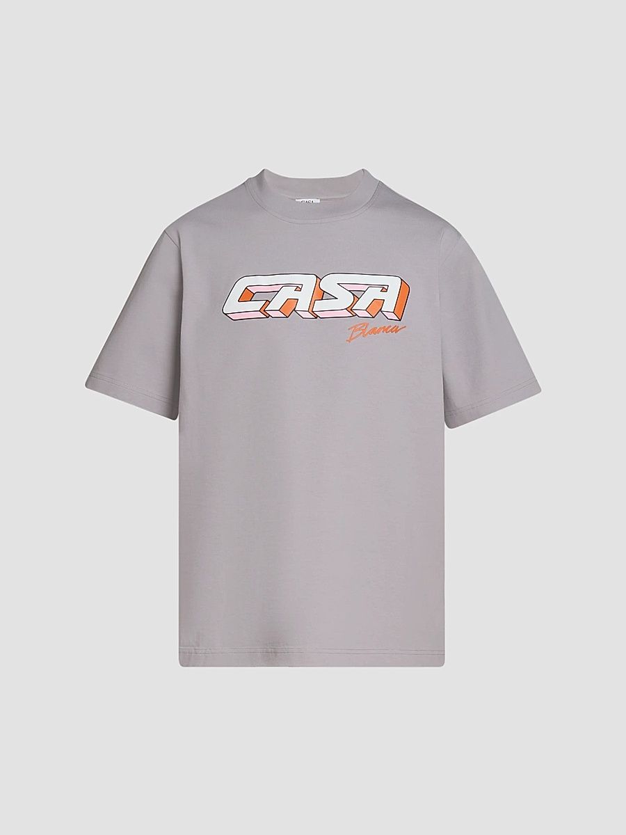 Men's Casa Racing 3D Printed Cotton Crewneck T-Shirt - Grey - Size XXL
