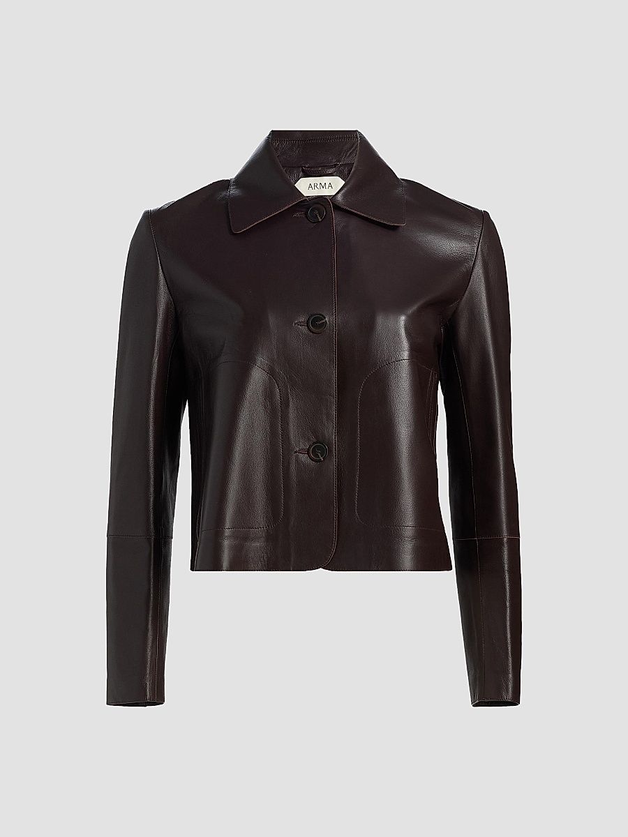 Women's Emy Leather Jacket - Coffee Bean - Size 14