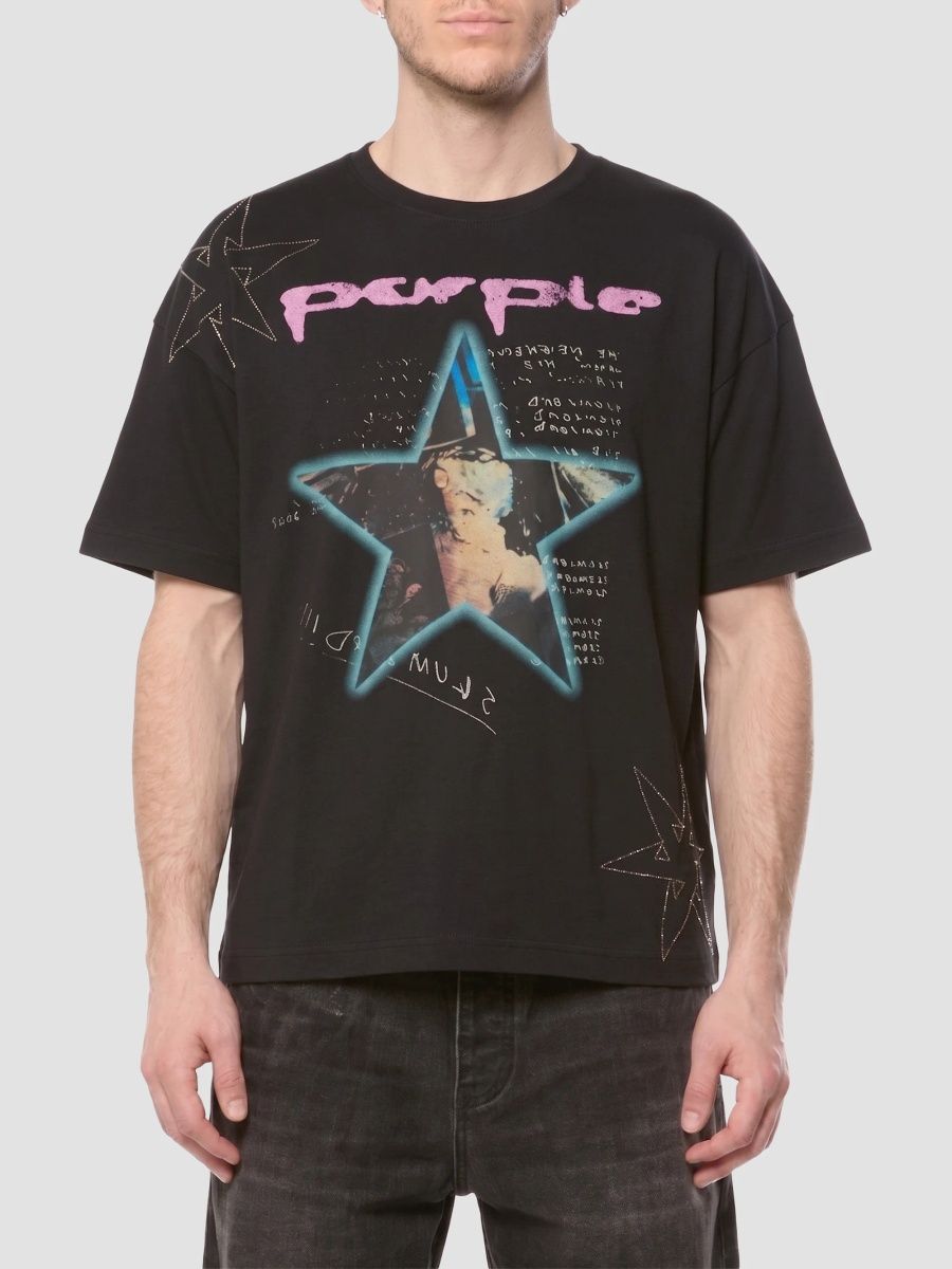 Purple Brand Men's Graphic Cotton Jersey T-Shirt - Black - Size XXL