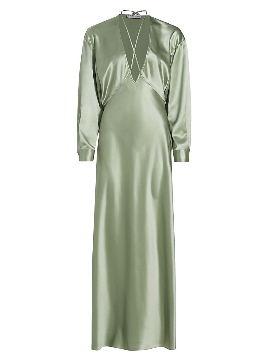 Women's Romilly Satin Maxi Dress - Desert Sage - Size XS