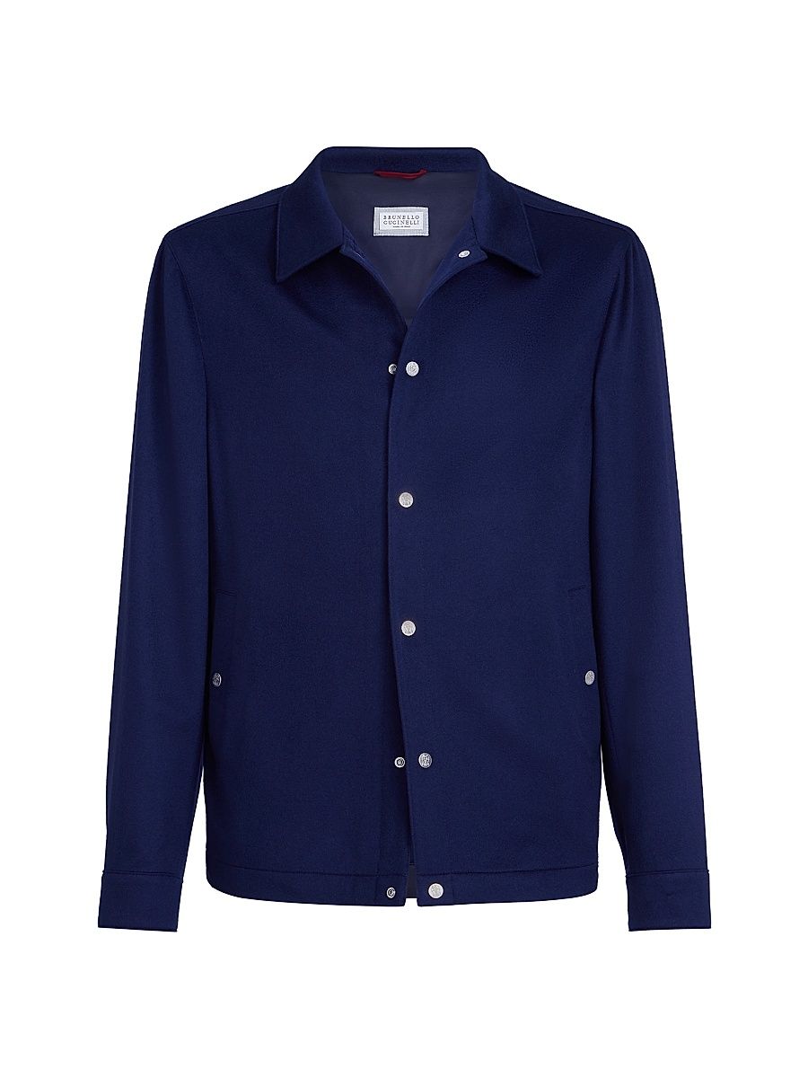 Men's Lightweight Cashmere Flannel Outerwear Jacket - Royale Blue - Size 36