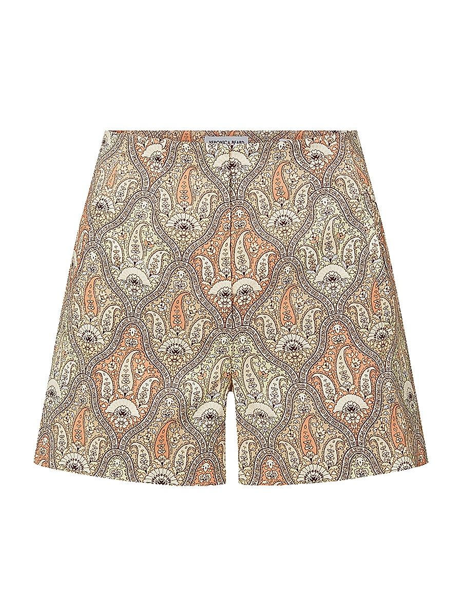 Women's Jazmin Printed Linen-Blend Shorts - Stone Khaki Multi - Size 16