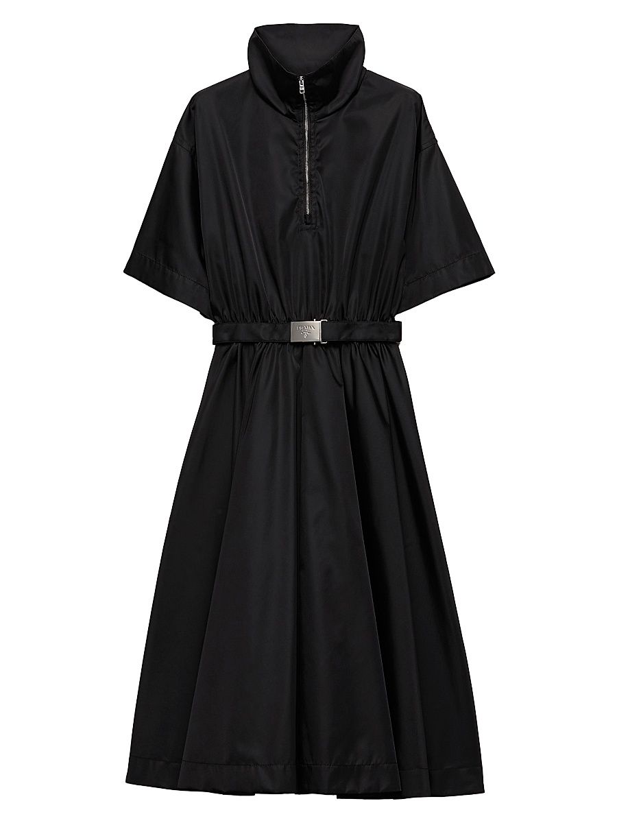 Women's Short Sleeved Re-Nylon Midi Dress - Black - Size 0