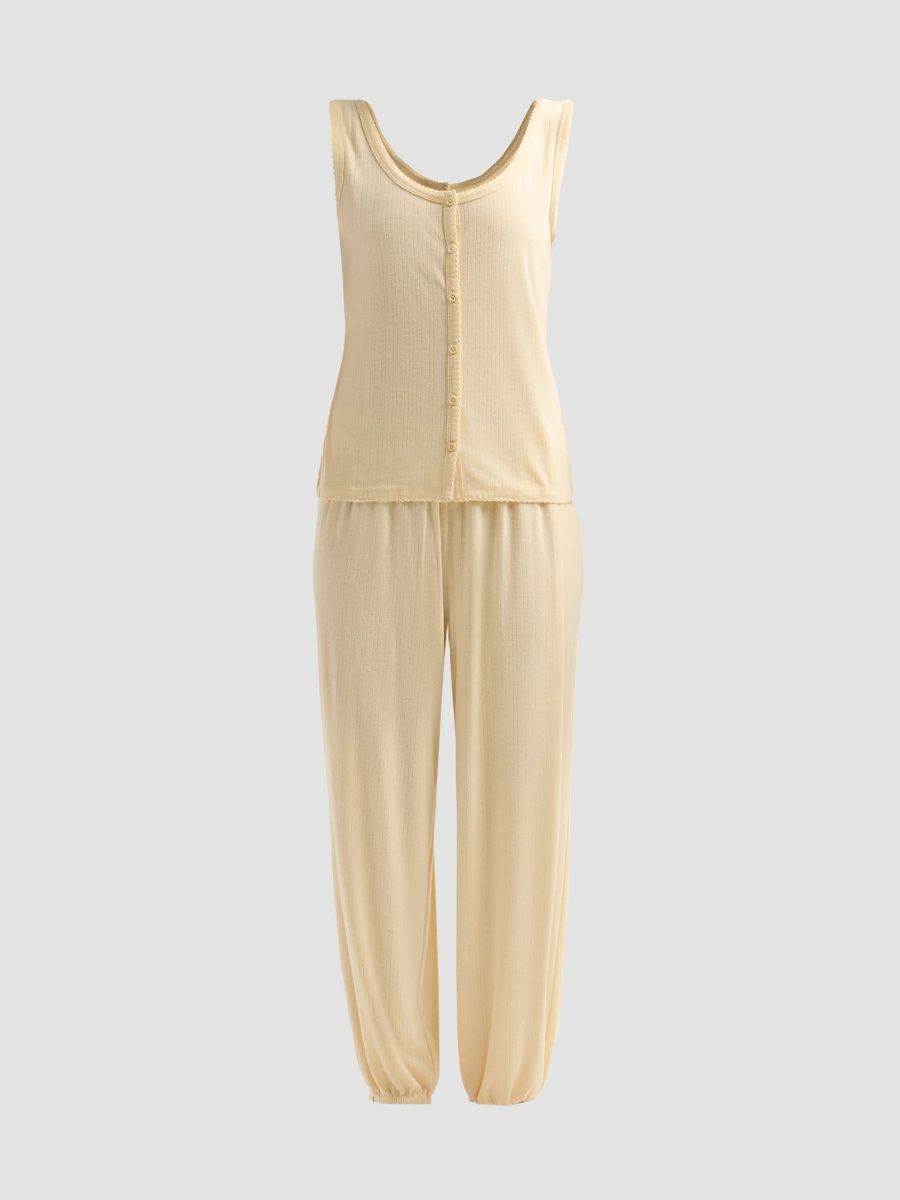 Barefoot Dreams Women's Pointelle Jersey Sleep Set - Daffodil - Size Large