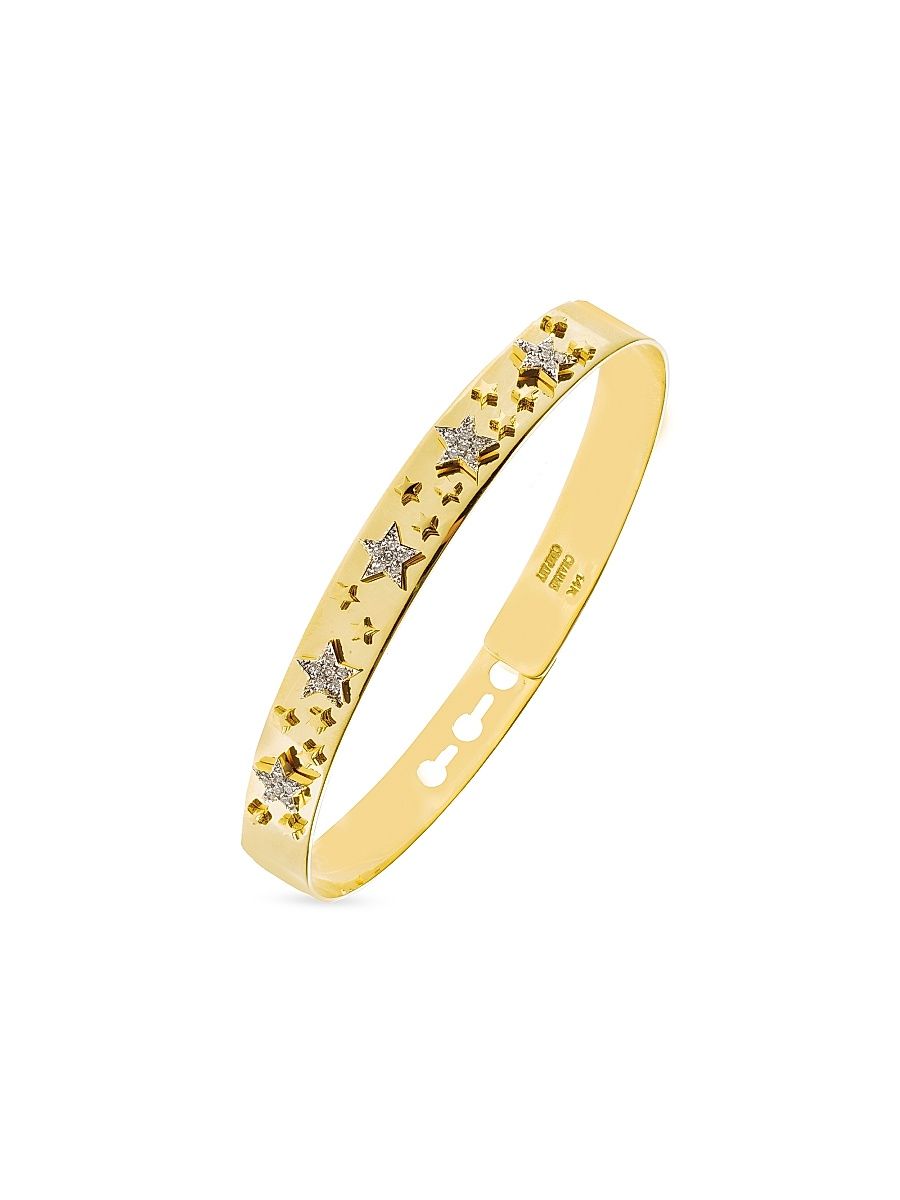 Women's Wish Upon A Star 14K Yellow Gold & 0.24 TCW Diamond Star Bangle - Yellow Gold