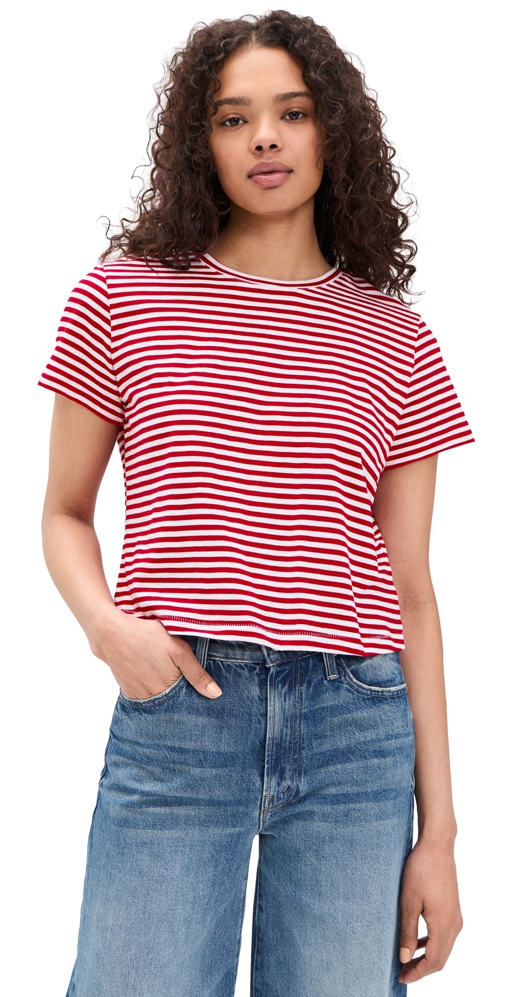 Madewell The Boxy Crop Tee in Soft Slub Festival Red XS