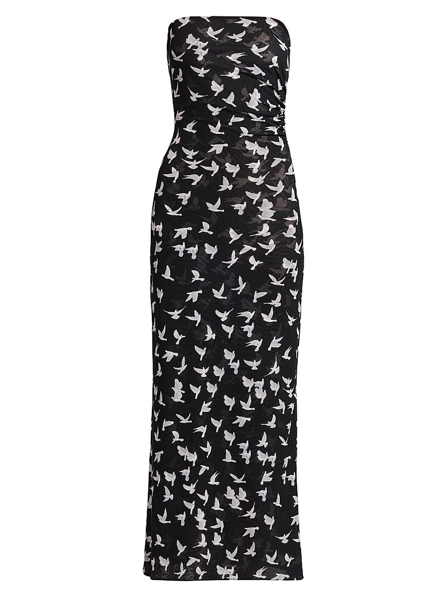 Women's Flying Bird Haze Mesh Strapless Dress - Black - Size XXS