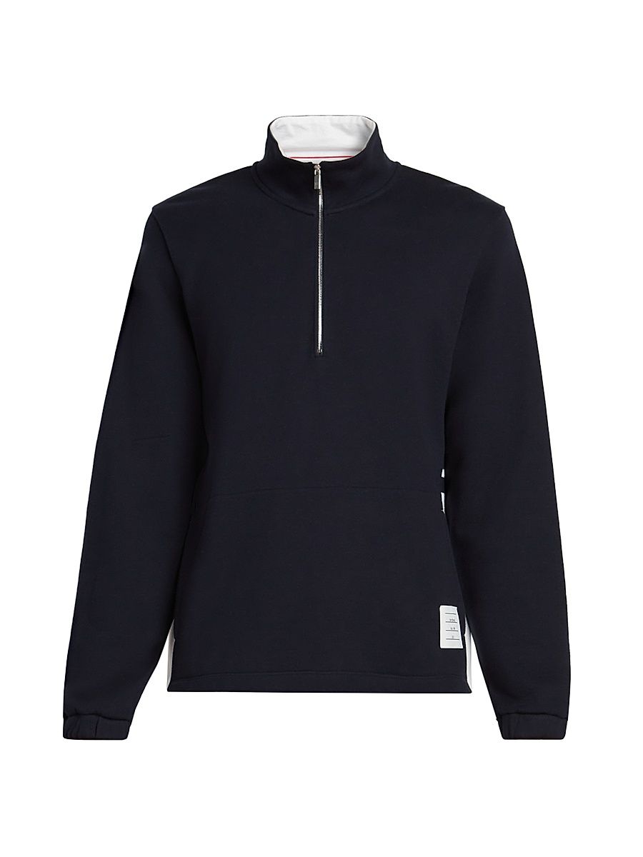 Men's Engineered 4 Bar Classic Loopback Jersey Half-Zip Sweatshirt - Navy - Size XXL
