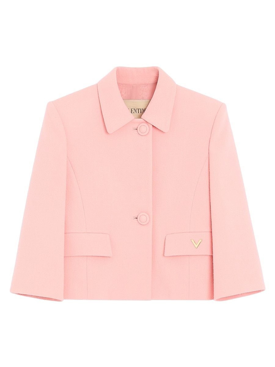Women's Wool Crepe Jacket - Pink - Size 10