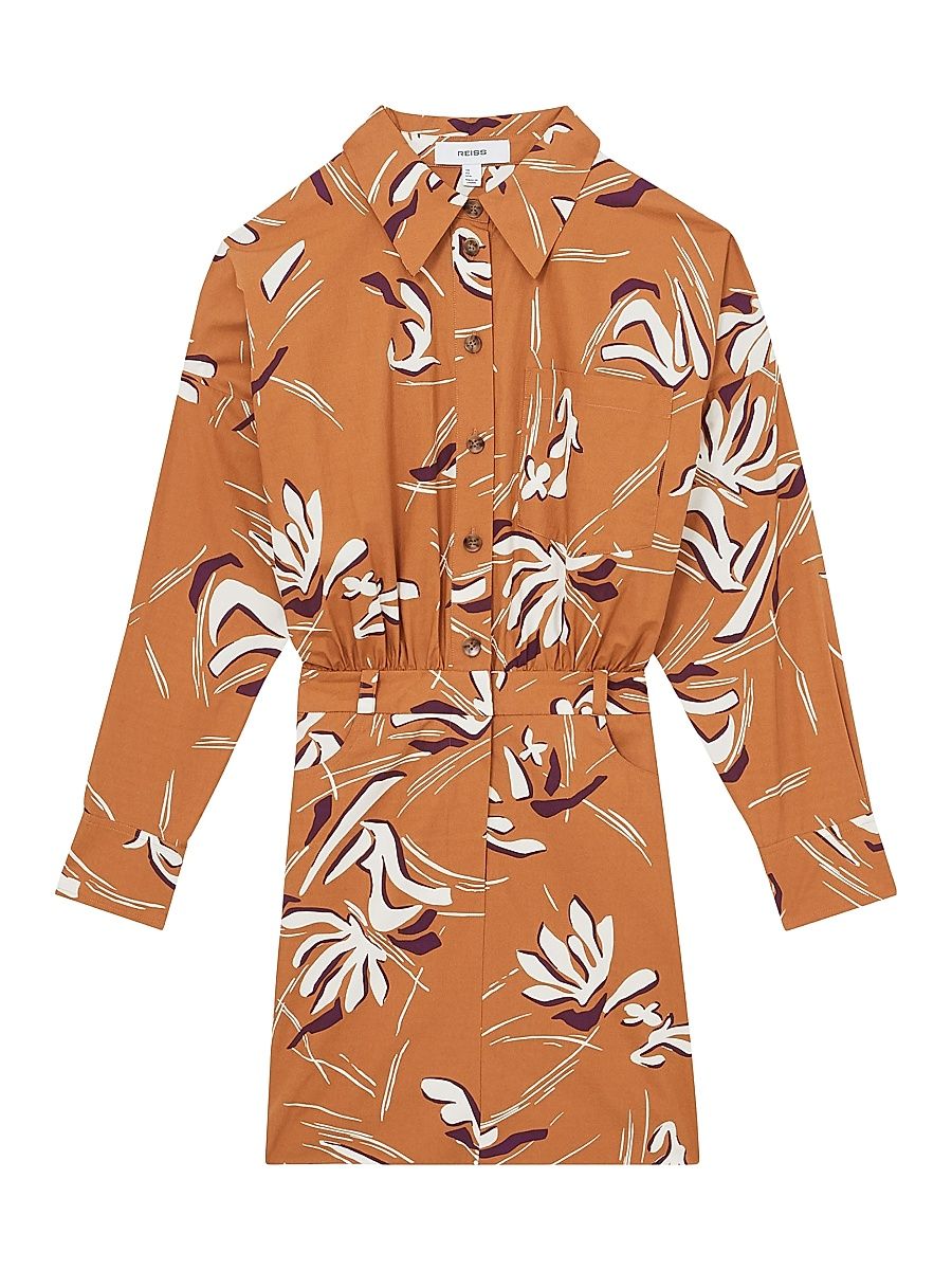 Women's Valia Floral Cotton Minidress - Rust - Size 4