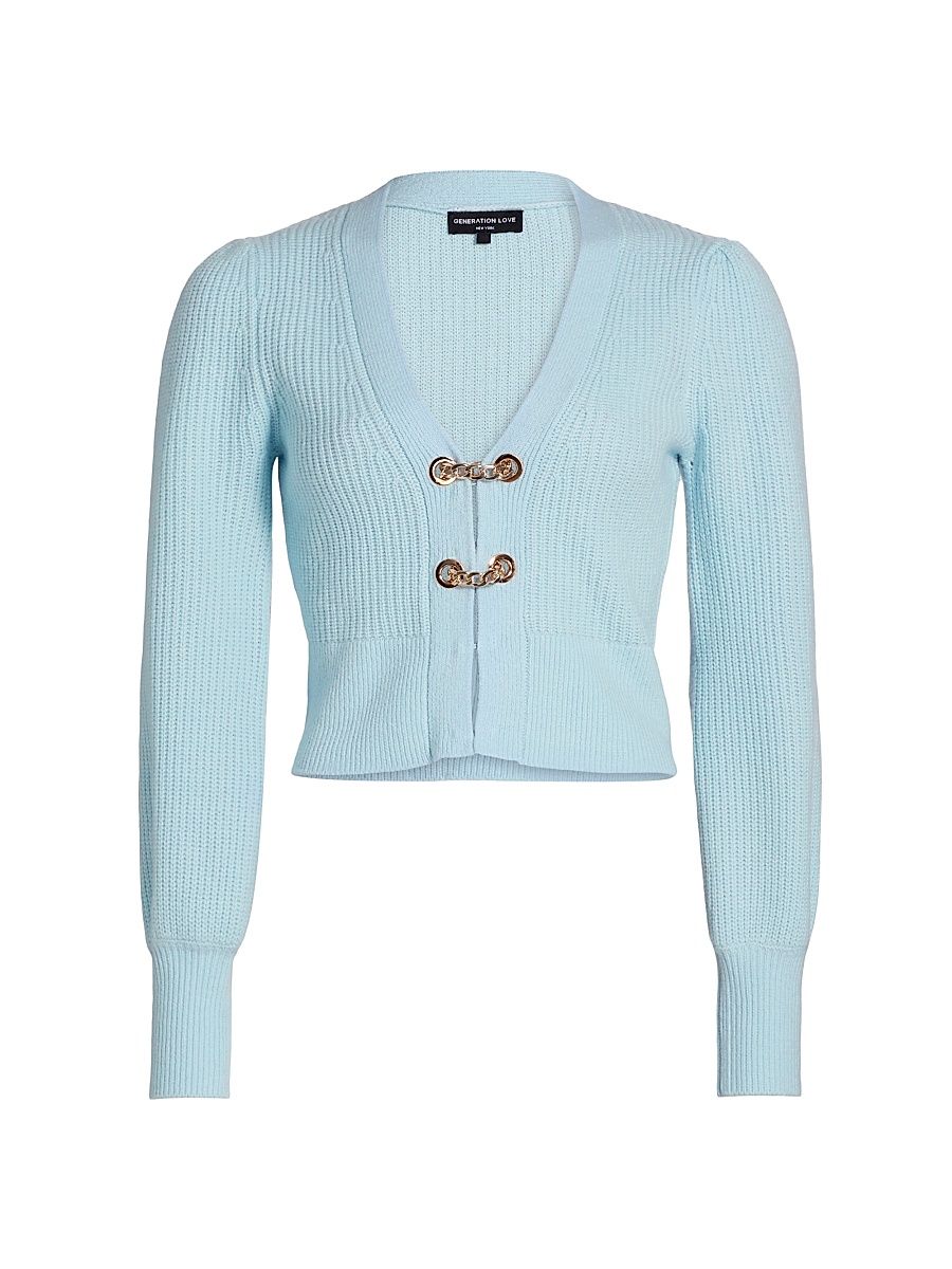 Women's Monse Saddle Buckle Cardigan - Light Blue - Size Large