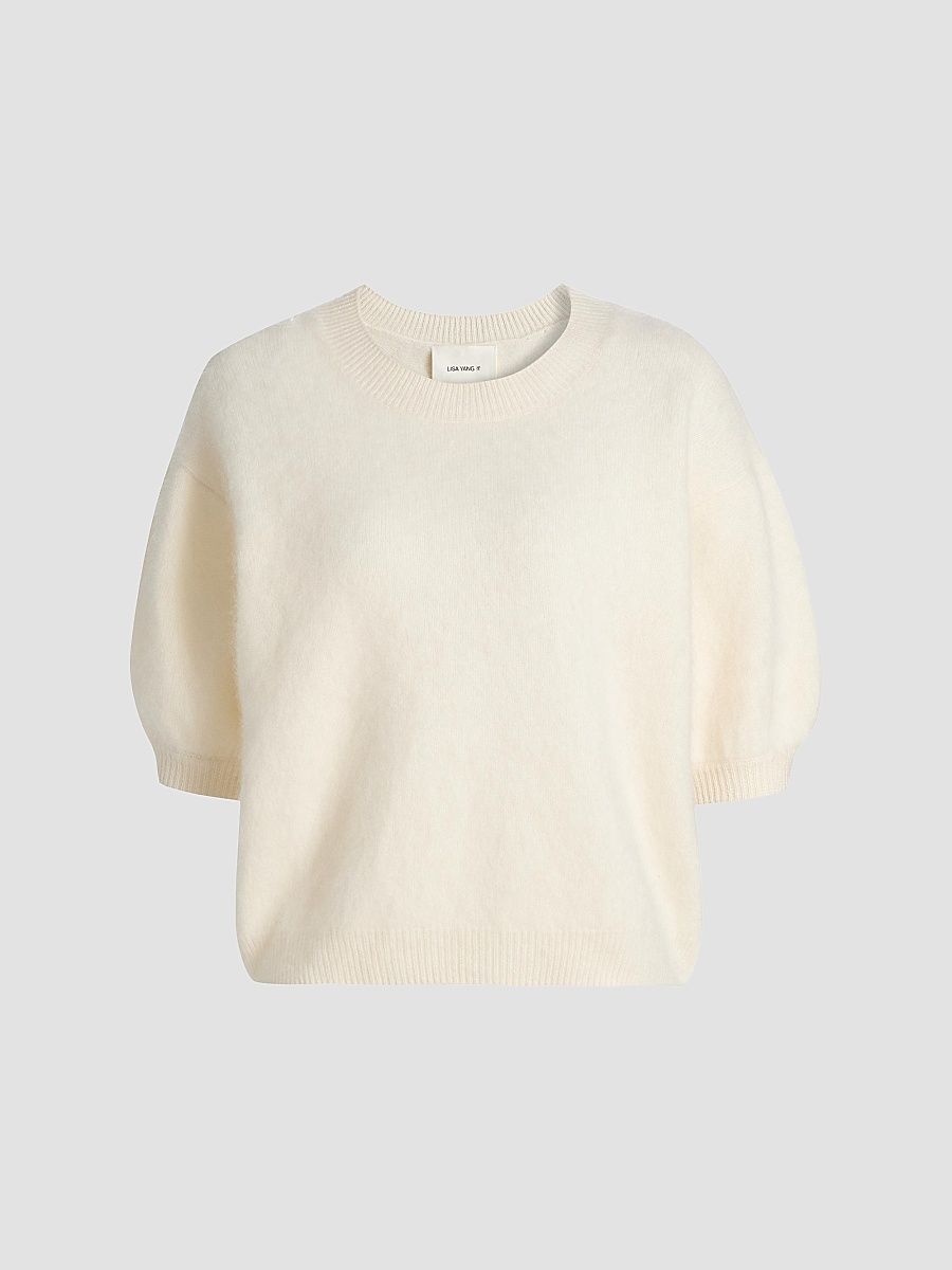 Lisa Yang Women's Juniper Cashmere Crop Sweater - Cream - Size Medium
