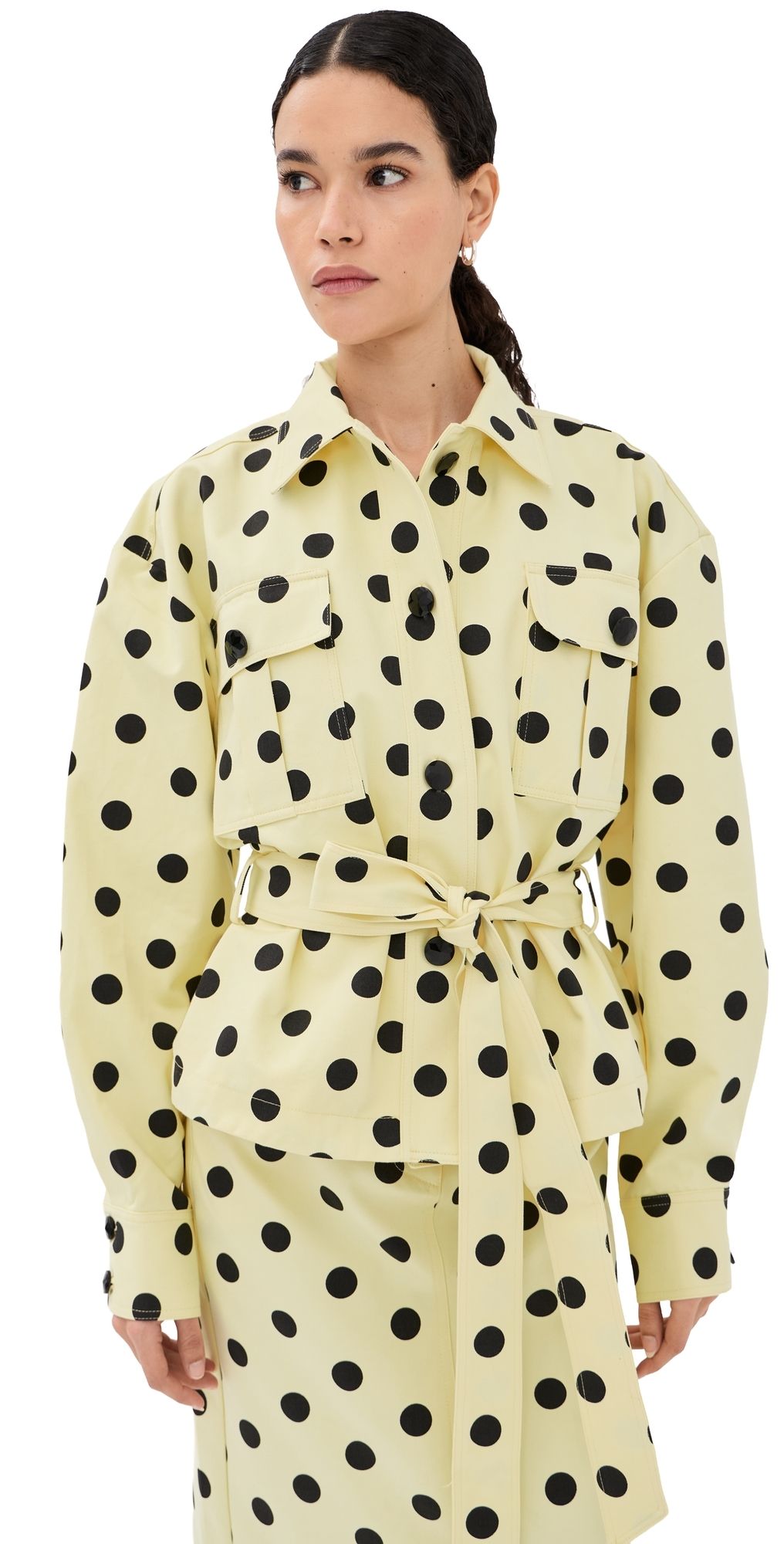 FRANÇOISE Wanda Overshirt Jacket Lemon Polka Dot 38