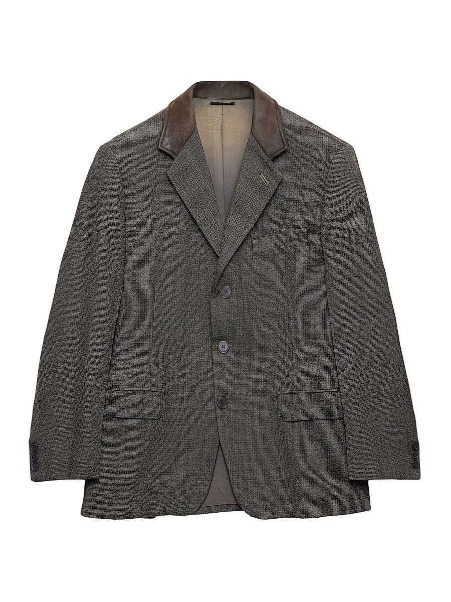 Men's Single-Breasted Wool Jacket - Grey - Size 42