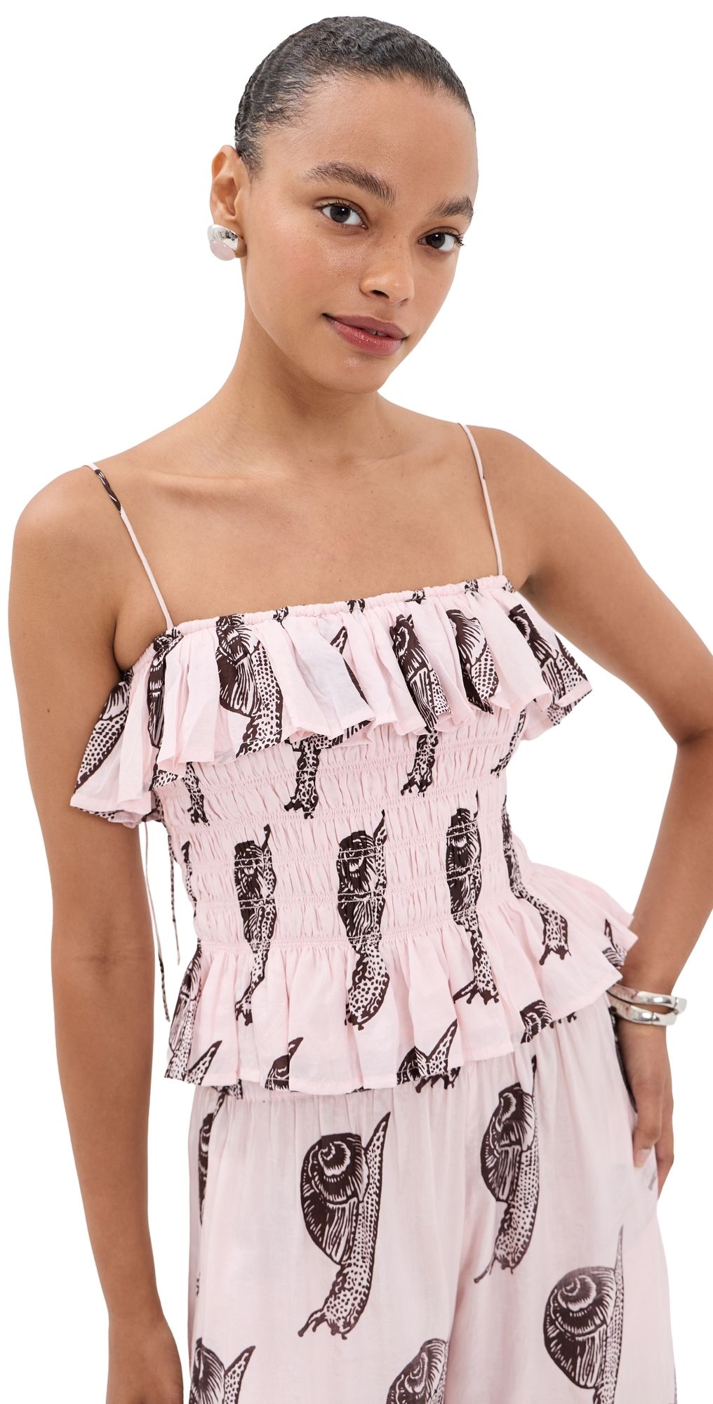 Alix of Bohemia Claire Snail Study Silk Top Light Pink XS