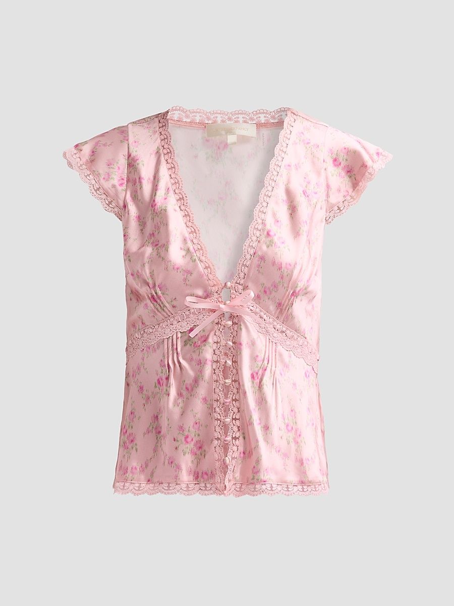 Women's Amara Floral Satin Top - Spiced Camellia - Size 12