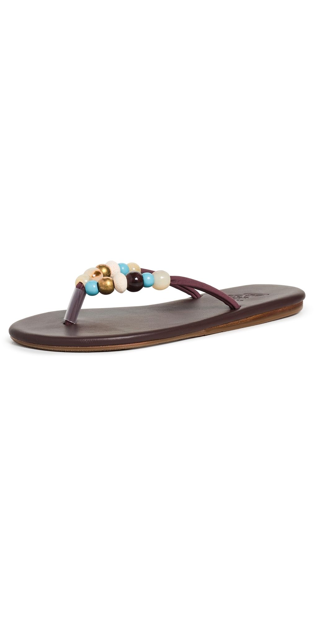 Ancient Greek Sandals Saionara Bead Flip Flops Brown 36