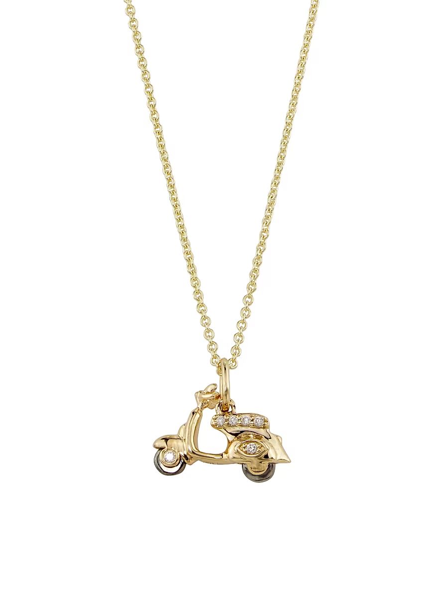 Women's Two-Tone 14K Yellow Gold & 0.04 TCW Diamond Moped Pendant Necklace - Yellow Gold