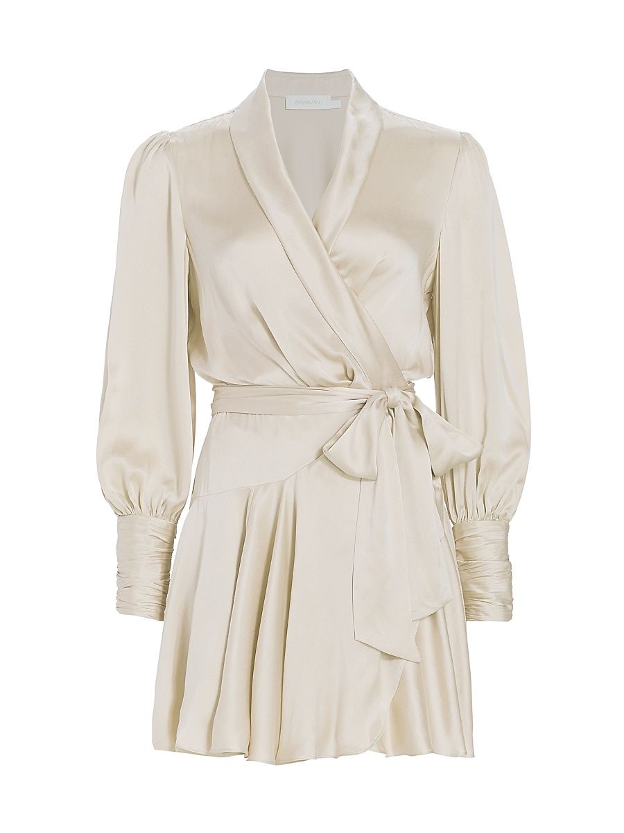 Women's Silk Wrap Minidress - Milk - Size 8
