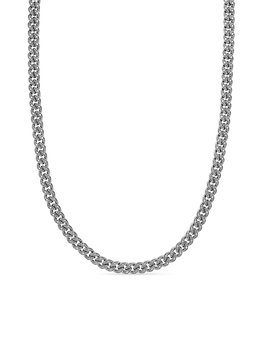Women's Curb Chain Necklace in Sterling Silver - Silver - Size 17