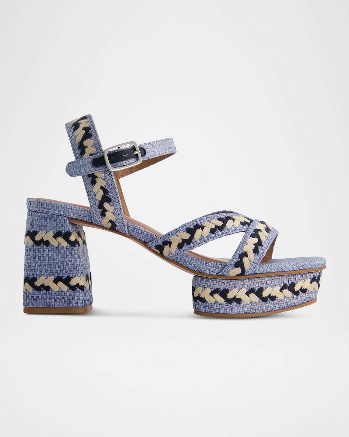 Liana Raffia Ankle-Strap Platform Sandals