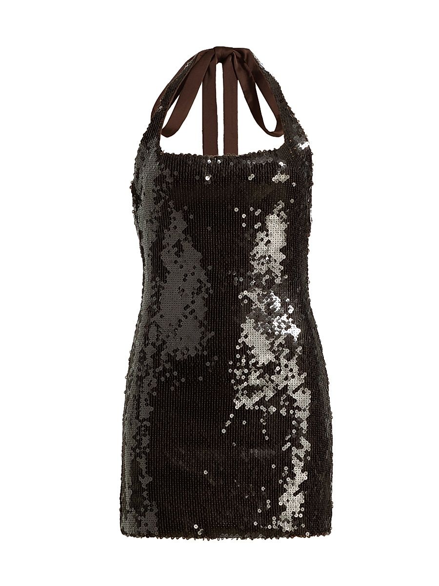 Women's Syre Sequined Halter Minidress - Nocciola - Size 10