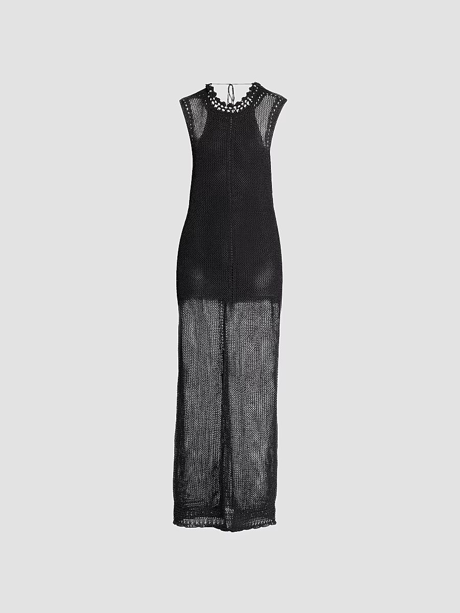Isabel Marant Women's Metaya Cotton-Blend Mesh Maxi Dress - Black - Size 10