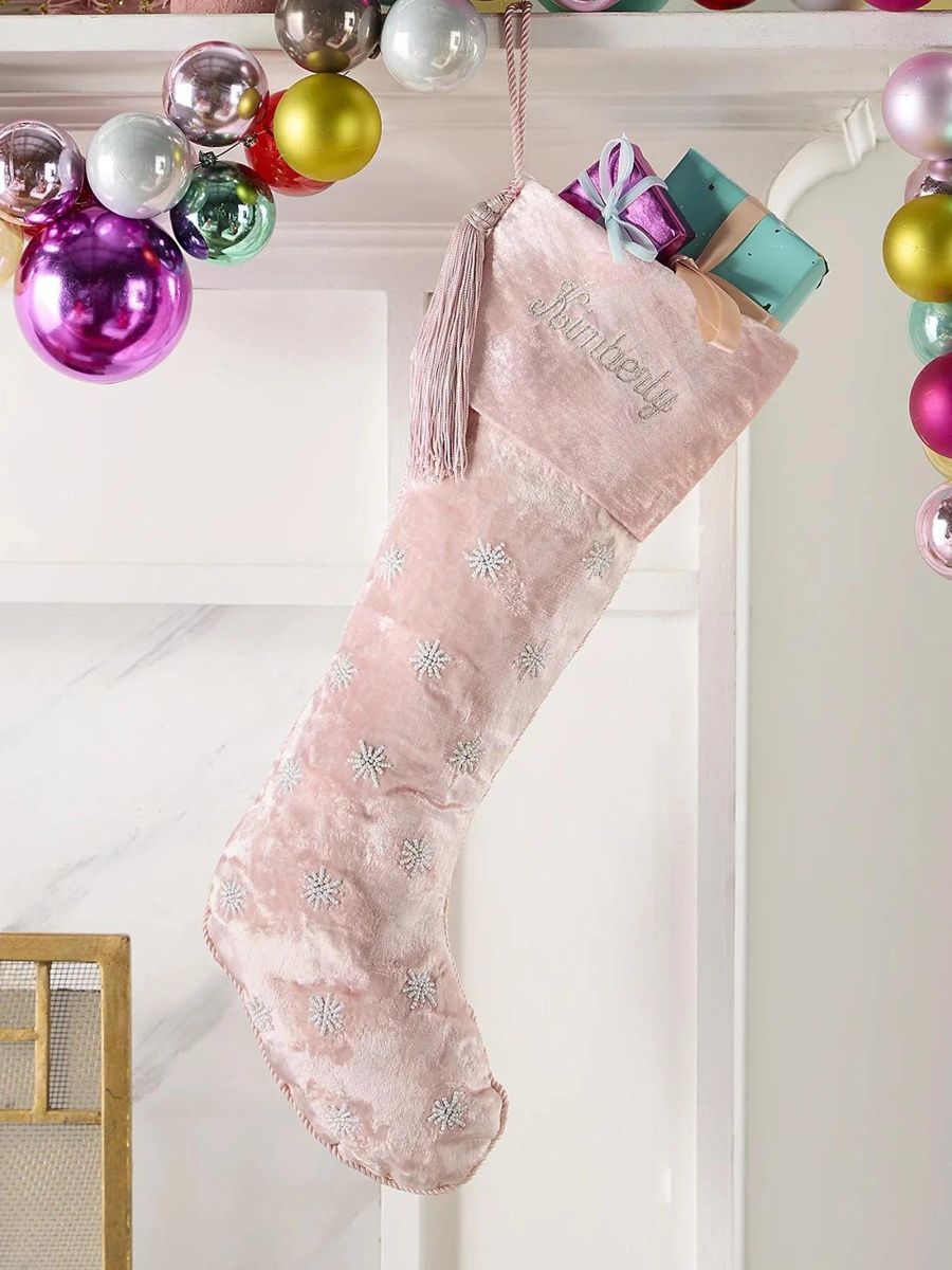 Sudha Pennathur Winterglow Velvet Snowflake Stocking
