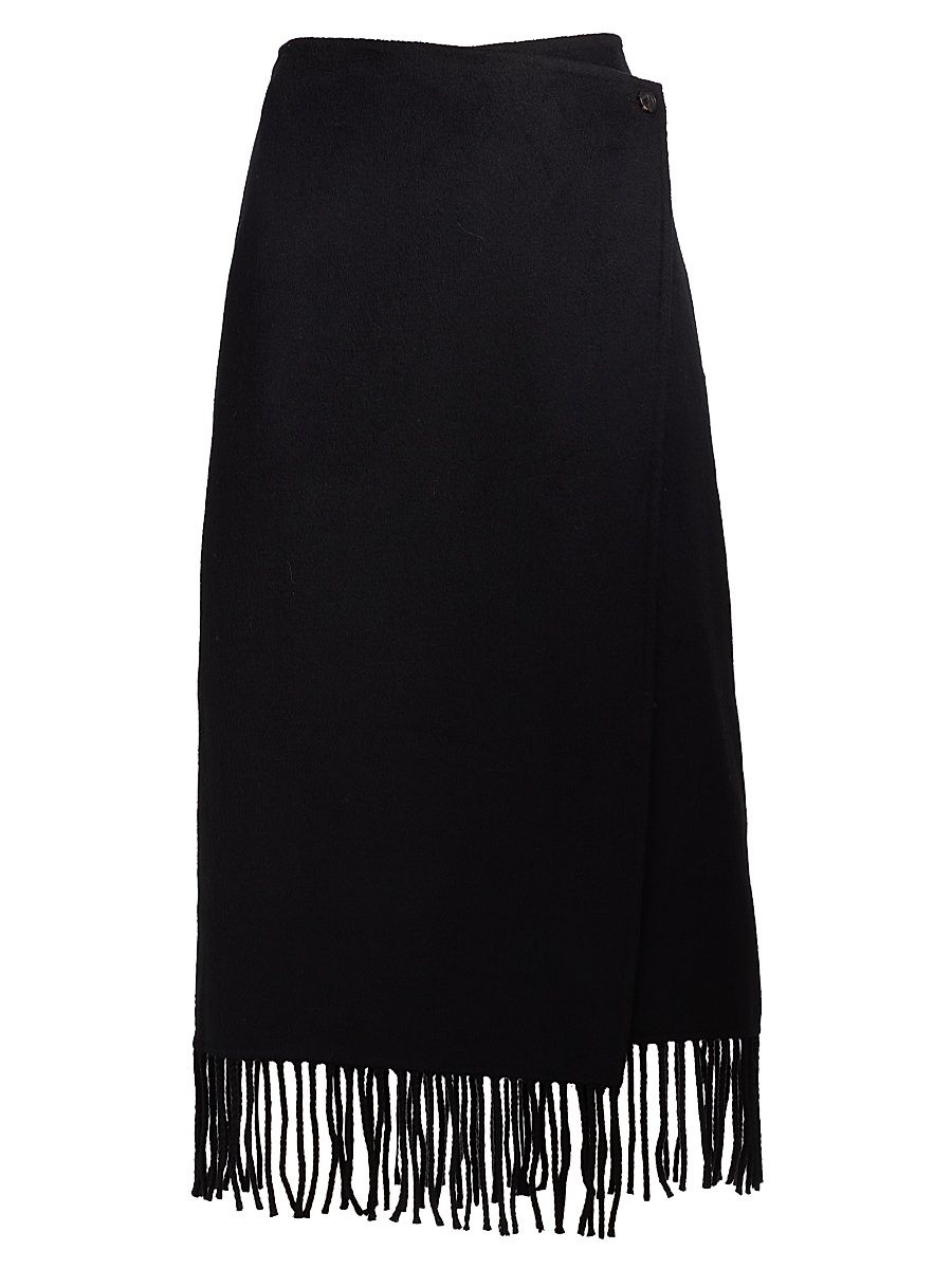 Women's Oliver Fringed Midi-Skirt - Black - Size Medium