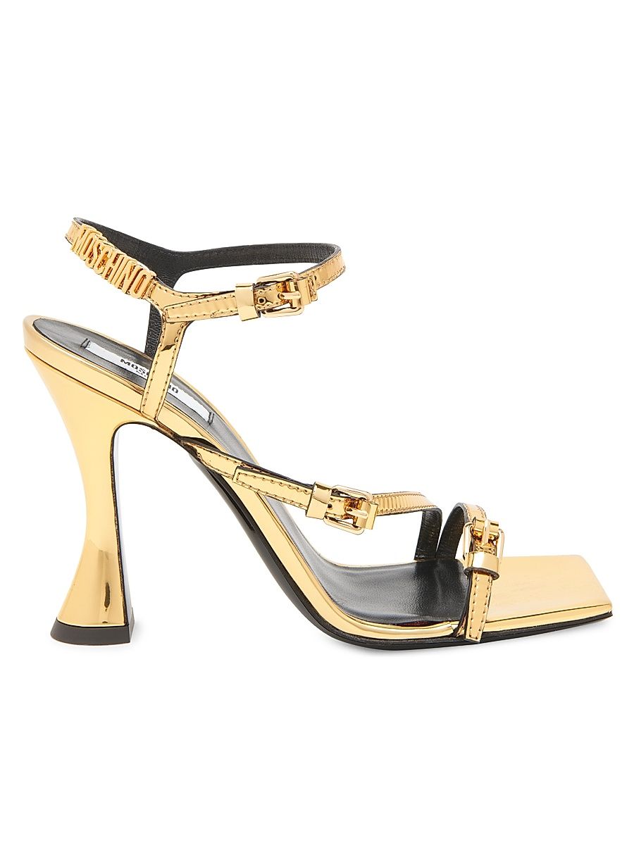 Women's 100MM Chrome-Effect Sandals - Gold - Size 11