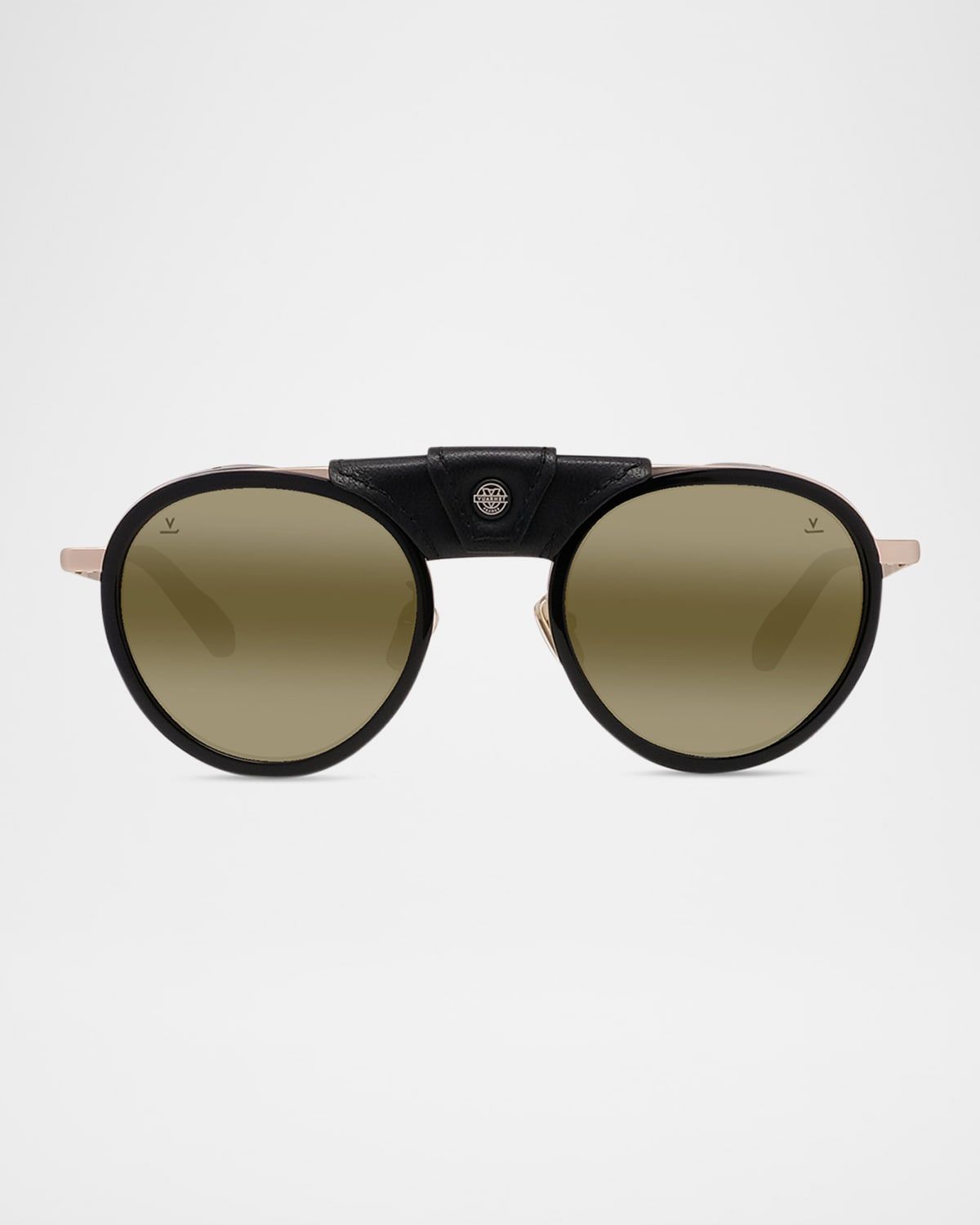 Men & apos;s Glacier 02 Titanium Round Sunglasses with Side Shields and Cord