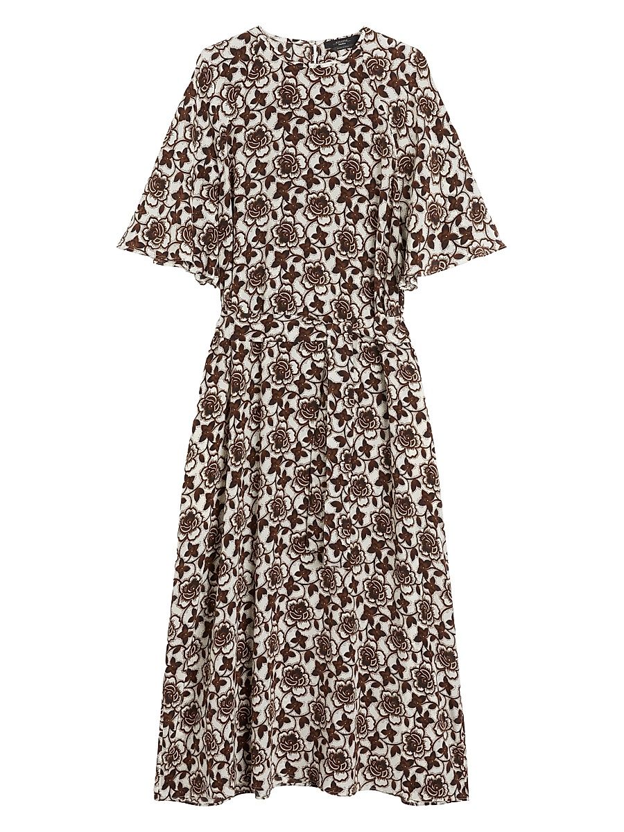 Women's Silk Crepe De Chine Dress - Brown - Size 10