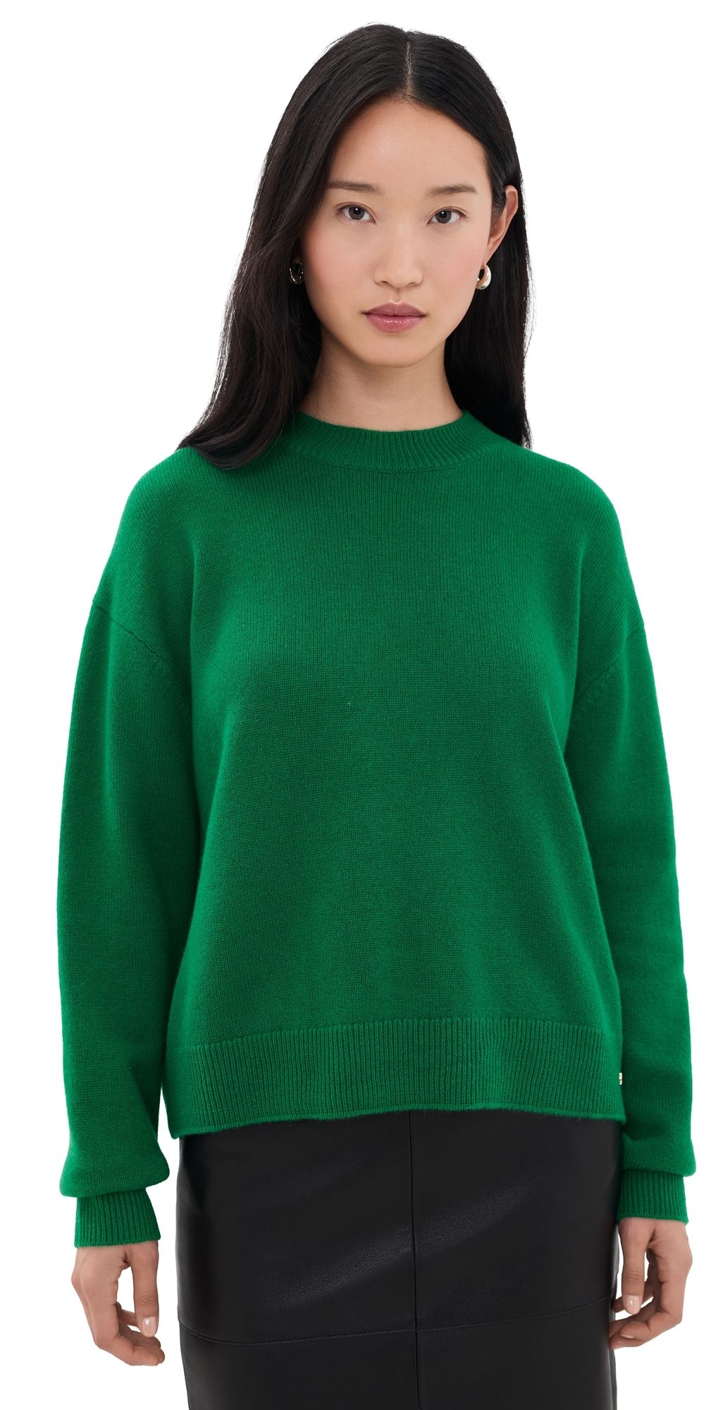 ANINE BING Lee Crew Cashmere Sweater Green M