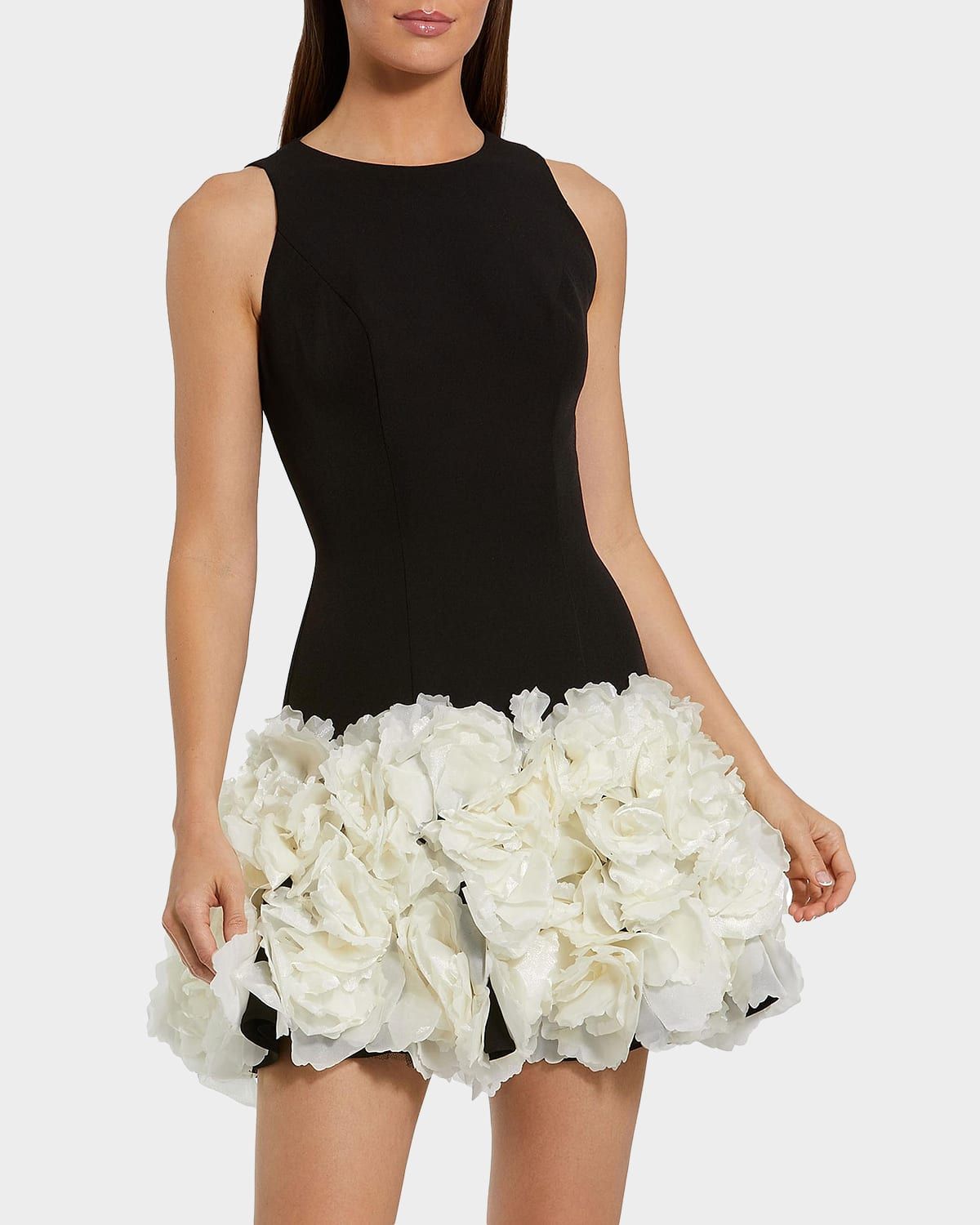 Floral-Appliquéd Crepe Mini Dress