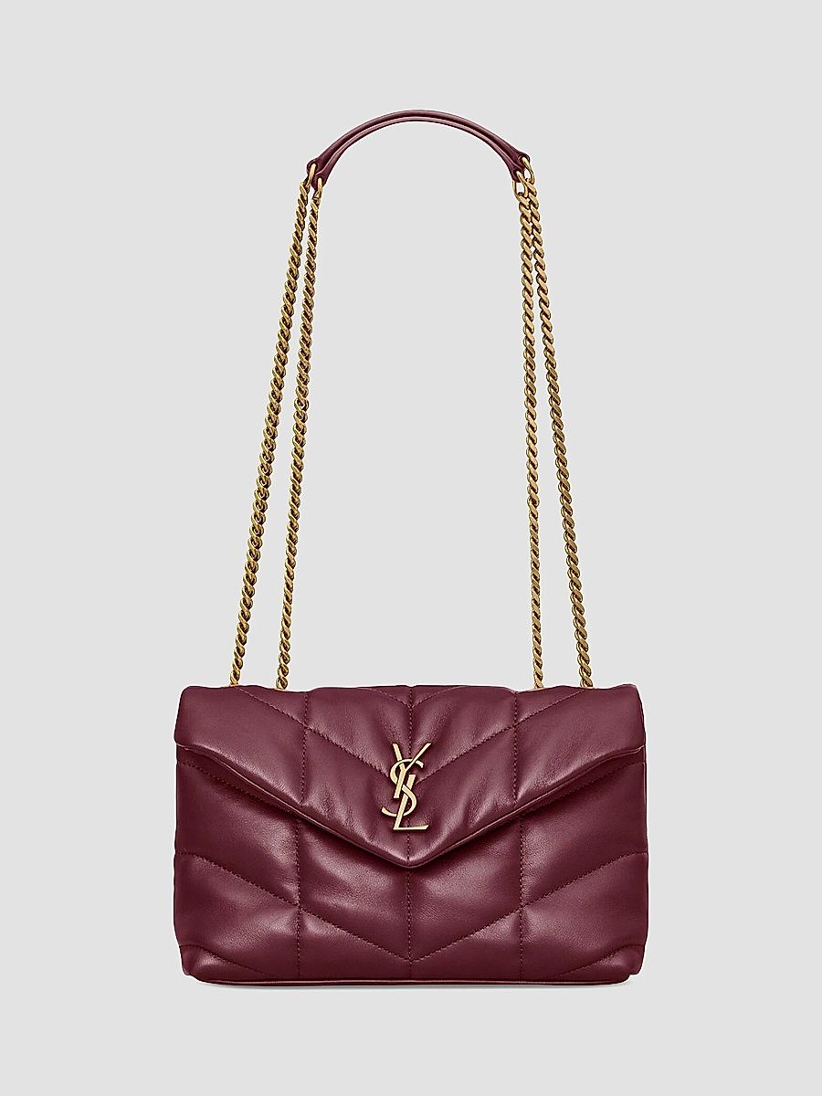 Saint Laurent Women's Puffer Toy Shoulder Bag in Quilted Lambskin - Rouge Cabernet