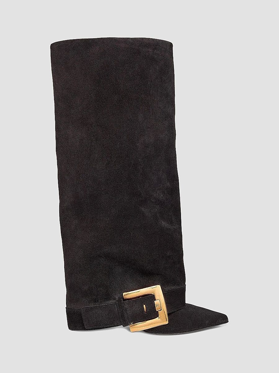 Balmain Women's Anthem 75MM Suede Knee-High Boots - Noir - Size 7.5