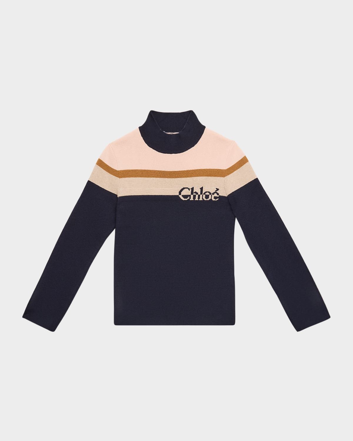 Girl & apos;s Striped Logo-Print Knitted Sweater, Size 8-14