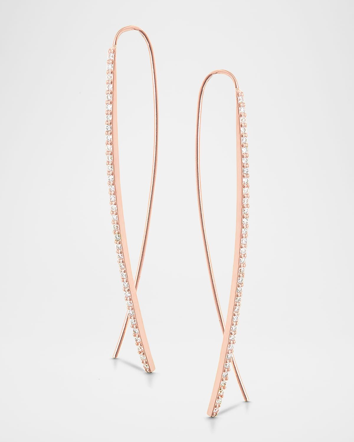 Reckless Narrow Upside Down Hoop Earrings in Rose Gold