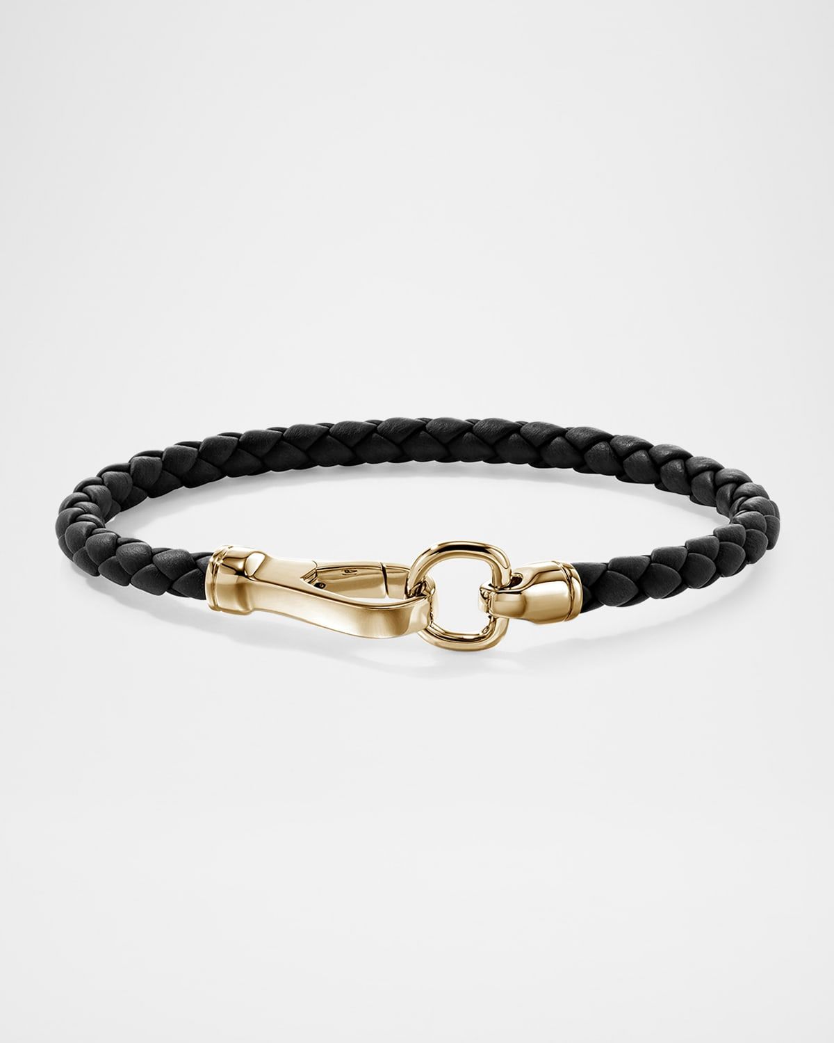 Men & apos;s Braided Leather Bracelet with 14K Gold, 5mm
