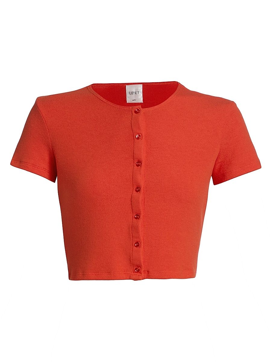 Women's Lauren Short-Sleeve Crop Cardigan - Poppy - Size XL