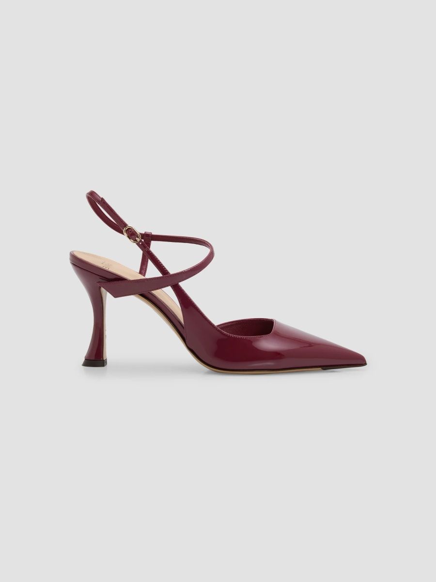 Alexandre Birman Women's Tita 85MM Patent Leather Ankle-Wrap Pumps - Burgundy - Size 12
