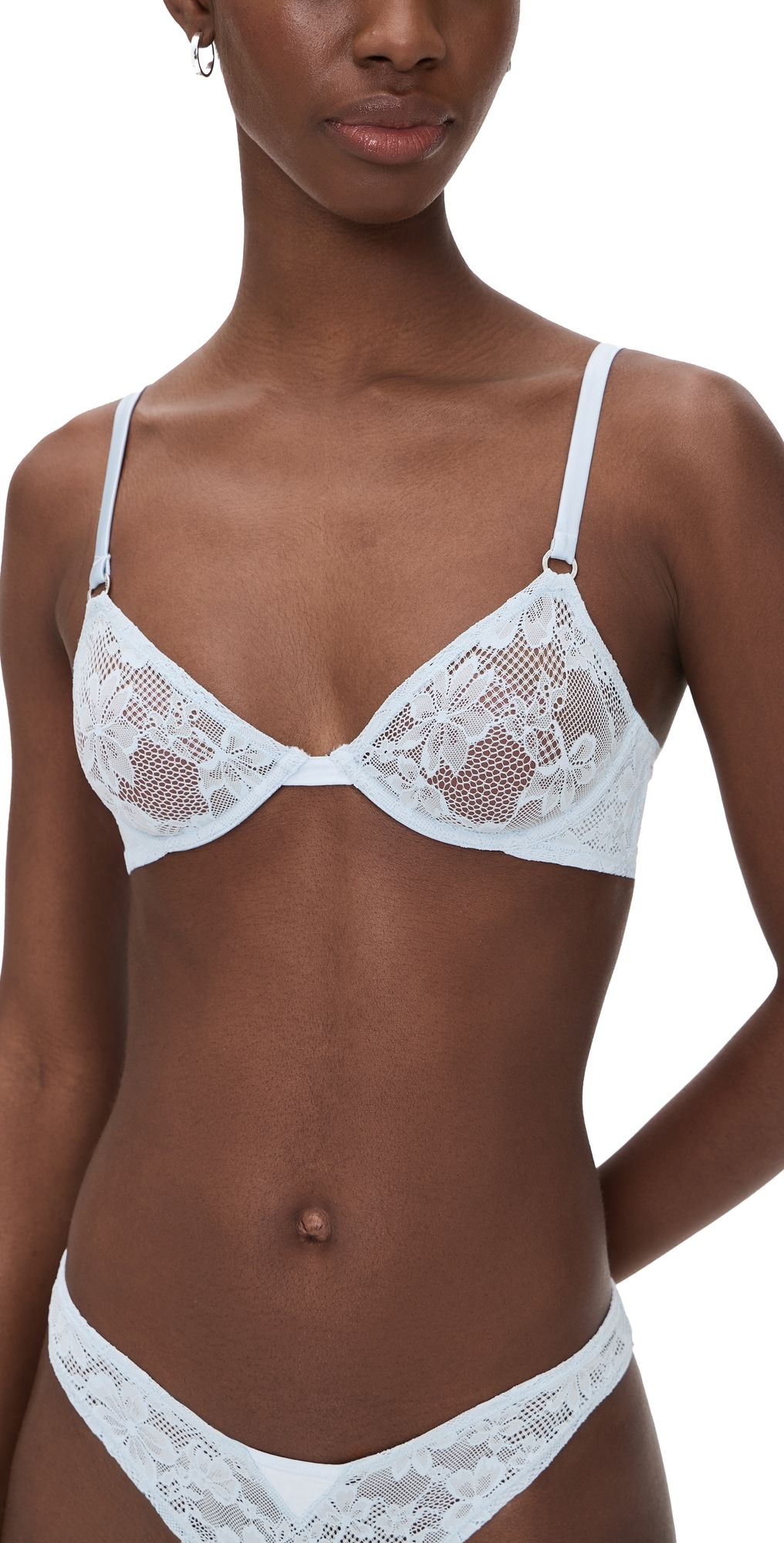 Fleur du Mal Fuller Cup Le Stretch Lace Demi Bra Forget Me Not 34D