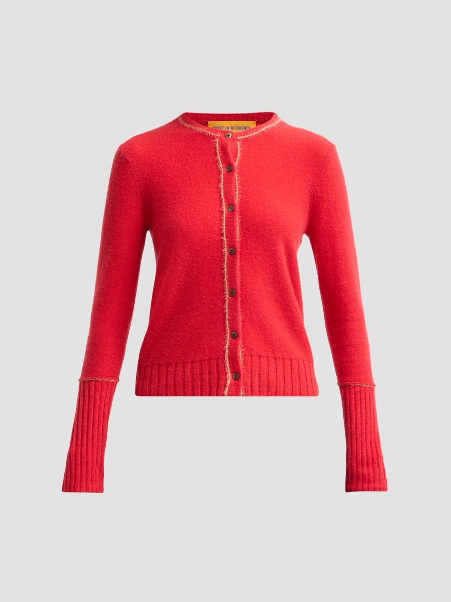 Guest in Residence Women's Jane Cashmere Button-Front Cardigan - Candy Cane - Size Medium