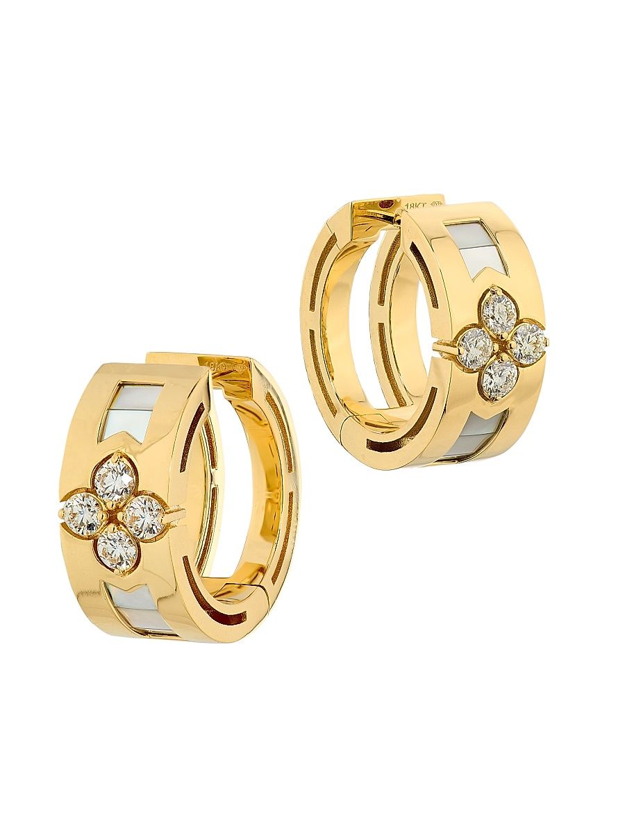 Women's Love In Verona 18K Yellow Gold & 0.65 TCW Diamond Hoop Earrings - Yellow Gold